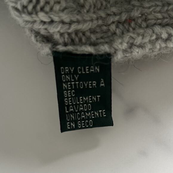 Ralph Lauren Hand Knit 100% Wool Fisherman Sweater Aran Knit Grey Petit Medium - Picture 8 of 11